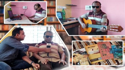 দৃষ্টিহীন লেখক আবার কলেজের প্রফেসর! ল্যাপটপ,স্মার্টফোনে সিদ্ধহস্ত, বাজাতে পারেন গিটারও দৃষ্টিহীন লেখক আবার কলেজের প্রফেসর! ল্যাপটপ,স্মার্টফোনে সিদ্ধহস্ত, বাজাতে পারেন গিটারও