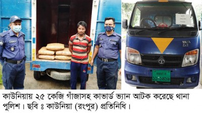 কাউনিয়ায় ২৫ কেজি গাঁজাসহ মাদক ব্যবসায়ী আটক