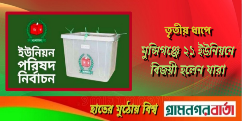 মুন্সিগঞ্জে ২১ ইউনিয়নে বিজয়ী হলেন যারা মুন্সিগঞ্জে ২১ ইউনিয়নে বিজয়ী হলেন যারা