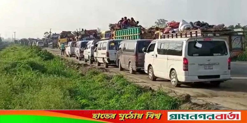 বঙ্গবন্ধু সেতু মহাসড়কে দীর্ঘ যানজট বঙ্গবন্ধু সেতু মহাসড়কে দীর্ঘ যানজট
