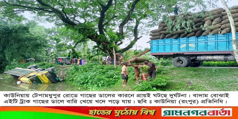 কাউনিয়ায় টেপামধুপুর রোডে গাছের ডালের কারনে দুর্ঘটনা নিত্য দিনের কাউনিয়ায় টেপামধুপুর রোডে গাছের ডালের কারনে দুর্ঘটনা নিত্য দিনের