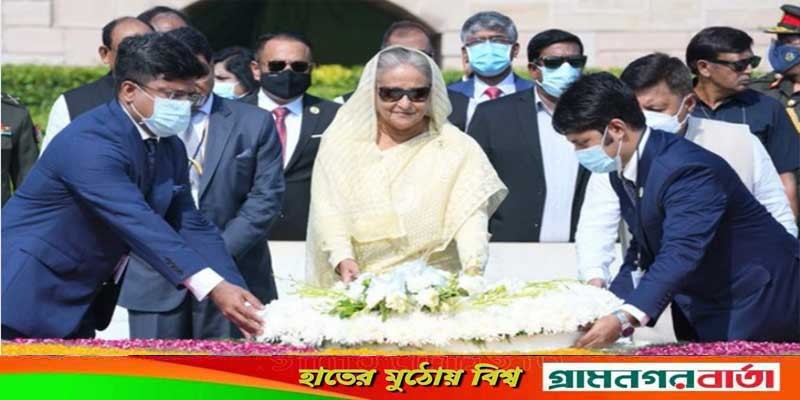 মহাত্মা গান্ধীর সমাধিতে শেখ হাসিনার শ্রদ্ধা নিবেদন মহাত্মা গান্ধীর সমাধিতে শেখ হাসিনার শ্রদ্ধা নিবেদন