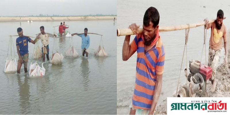 কাউনিয়ায় নদীতে পানি নেই হেঁটেই নদী পাড়ি দিচ্ছে পথচারীরা কাউনিয়ায় নদীতে পানি নেই হেঁটেই নদী পাড়ি দিচ্ছে পথচারীরা
