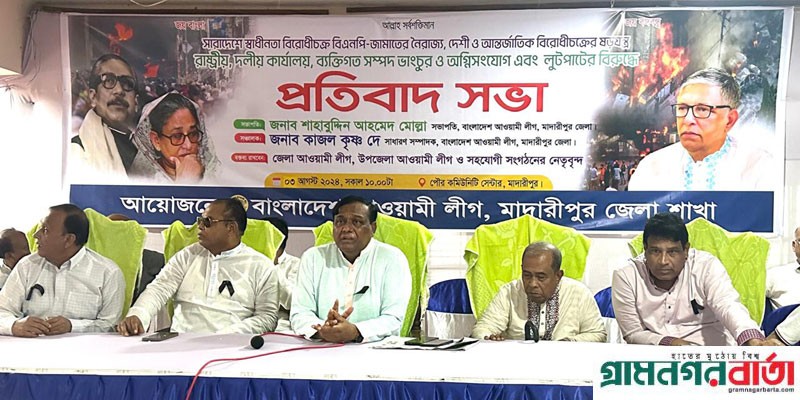 মাদারীপুর জেলা আওয়ামীলীগের প্রতিবাদ সভ অনুষ্ঠিত মাদারীপুর জেলা আওয়ামীলীগের প্রতিবাদ সভ অনুষ্ঠিত