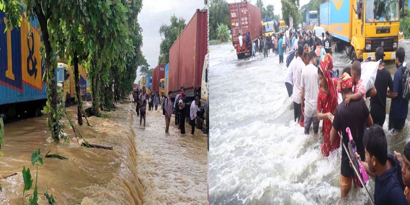পানির নিচে ঢাকা-চট্টগ্রাম মহাসড়ক, দুর্ভোগ চরমে পানির নিচে ঢাকা-চট্টগ্রাম মহাসড়ক, দুর্ভোগ চরমে