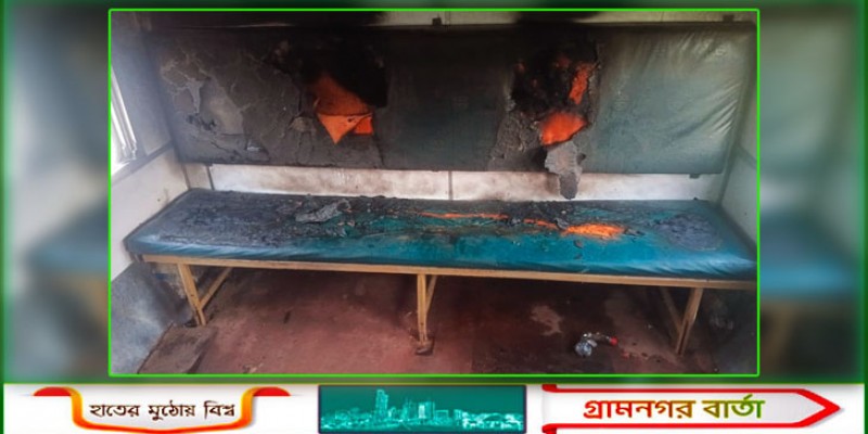 ময়মনসিংহে ট্রেনে দুর্বৃত্তদের আগুন