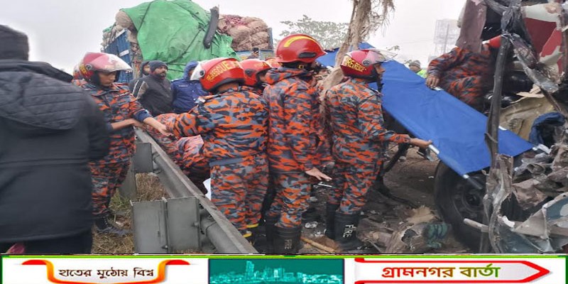 ঢাকা-মাওয়া এক্সপ্রেসওয়ে ট্রাকের পেছনে বাসের ধাক্কা, প্রাণ গেলো সুপারভাইজারের 