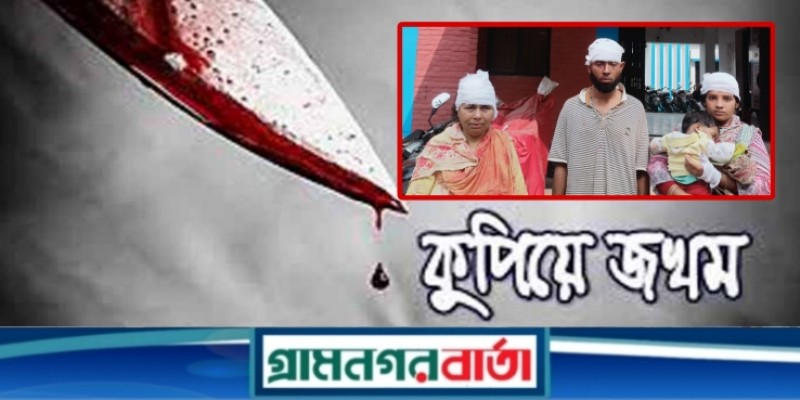 শ্রীনগরে তুচ্ছ ঘটনায় একই পরিবারের তিন  জনকে কুপিয়ে রক্তাক্ত জখম 