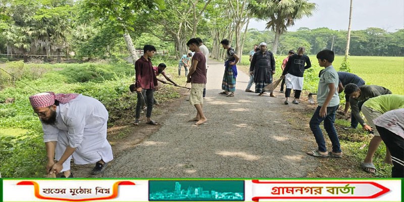 মাদারীপুরের ডাসারে স্বেচ্ছাশ্রমে রাস্তা পরিস্কার করলেন যুব উন্নয়ন সংগঠন